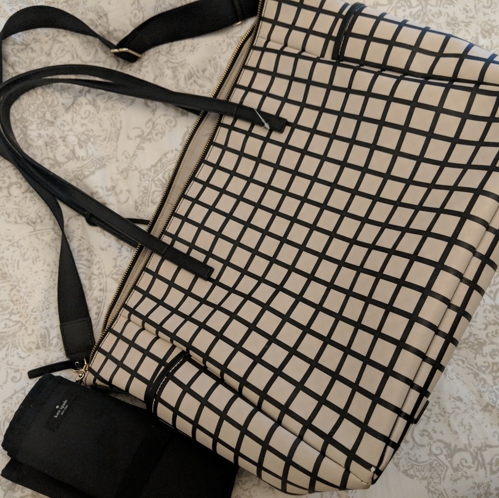 Kate spade large tote diaper bag, windowpane print